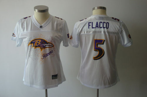Ravens #5 Joe Flacco White 2011 Women's Fem Fan Stitched NFL Jersey - Click Image to Close